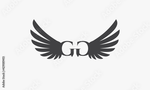 wing GG logo wings concept. isolated on white background.