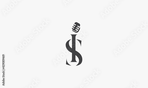 mic letter IS or SI logo design concept. isolated on white background.