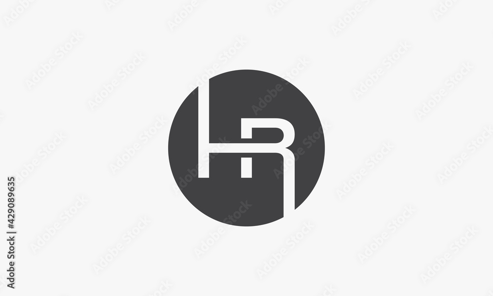 HR circle logo letter isolated on white background. HR circle logo letter isolated on white background.