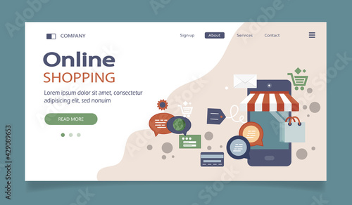 Concept illustration of online courses, distance studying, self education, digital library. E-learning banner. Online education. Vector illustration in flat style
