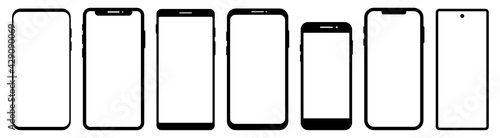 Vector Smartphone Mockup Collection. Different phone templates isolated on white. Elements for design