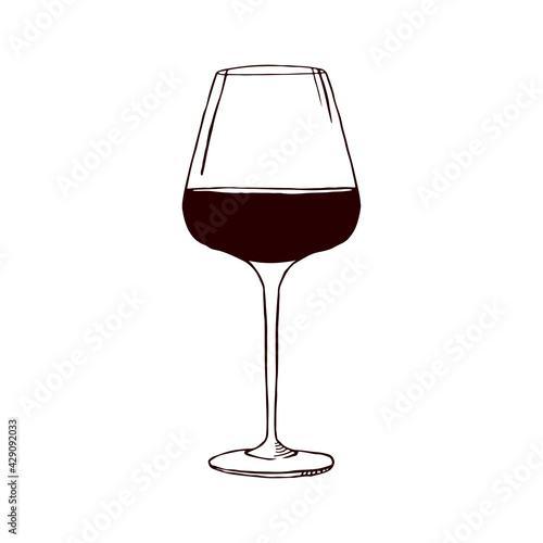 Vector illustration of a doodle wine glass