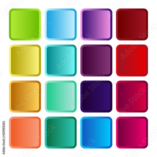 Icon set multi colored button in flat style. Easy editable vector isolated illustration.