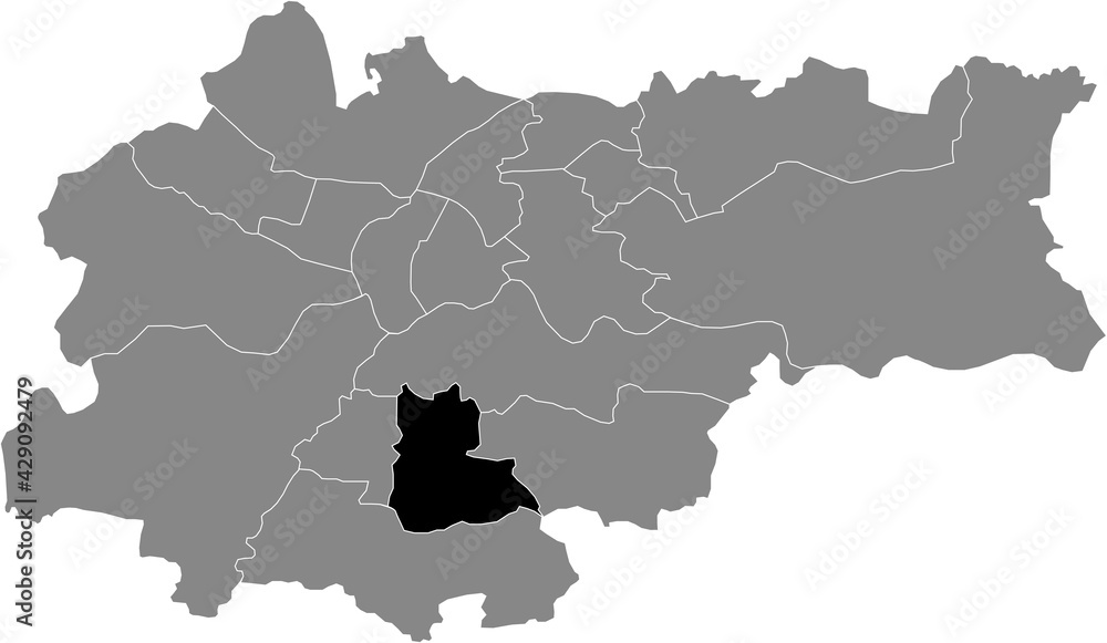 Obraz premium Black location map of the Krakovian Podgórze Duchackie district inside the Polish regional capital city of Krakow, Poland