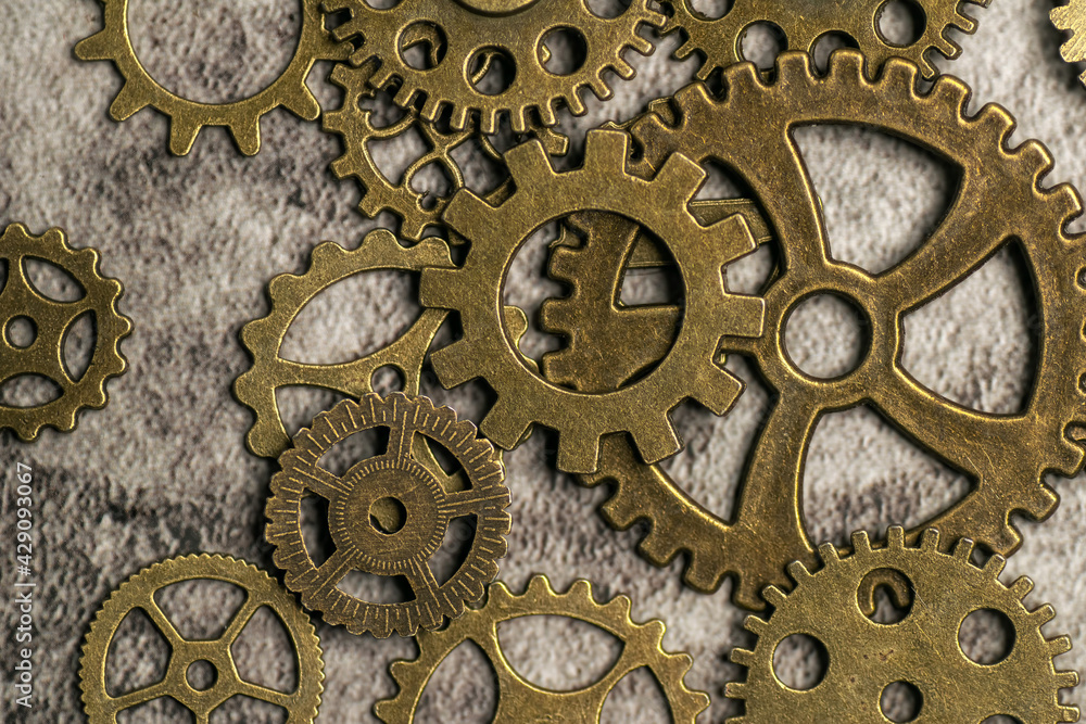 Steampunk style image with cogs and gears