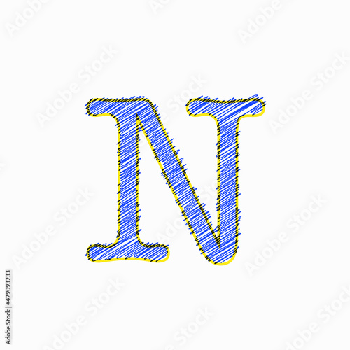 Wallpaper Mural Capital letter N, sewing blue thread, editable vector Torontodigital.ca