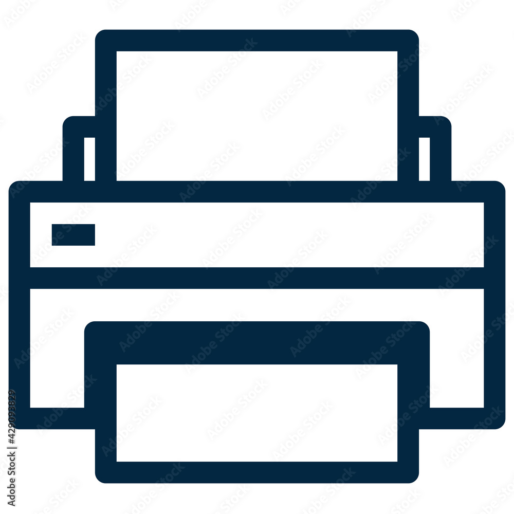 Printer simple line or outline icon isolated on white background. Print document symbol of printer. Printer simple line or outline icon isolated on white background. Print document symbol of printer.