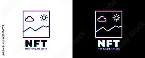 NFT Non-Fungible Token, NFT Text, NFT Logo, Non-Fungible Token Vector Poster, New Digital Currency, Digital Art Transaction, Illustration Background
