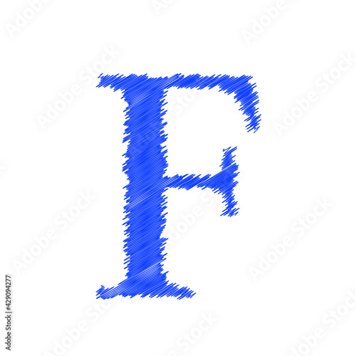 Wallpaper Mural Letter F textured of white yarn fabric on black background, editable vector Torontodigital.ca