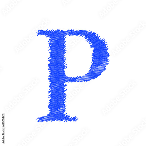 Wallpaper Mural Letter P textured of white yarn fabric on black background, editable vector Torontodigital.ca