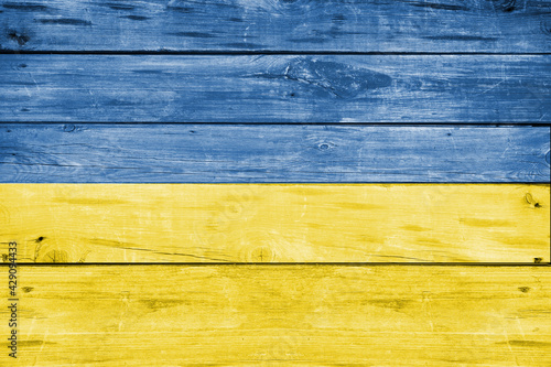 Wallpaper Mural Ukrainian flag painted on old wood texture background. Torontodigital.ca