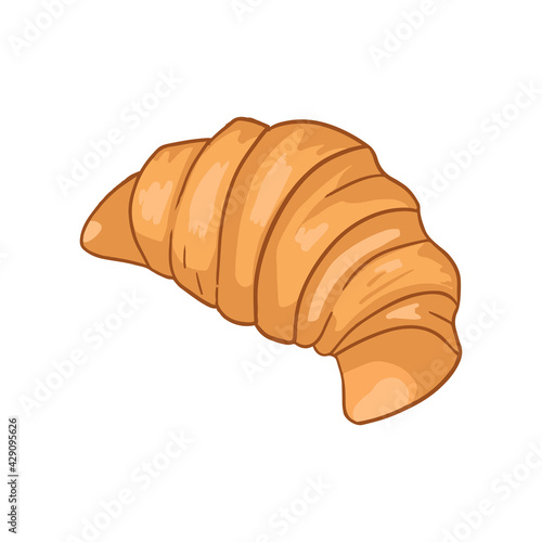 French croissant without filling. Simple cartoon style. vector illustration
