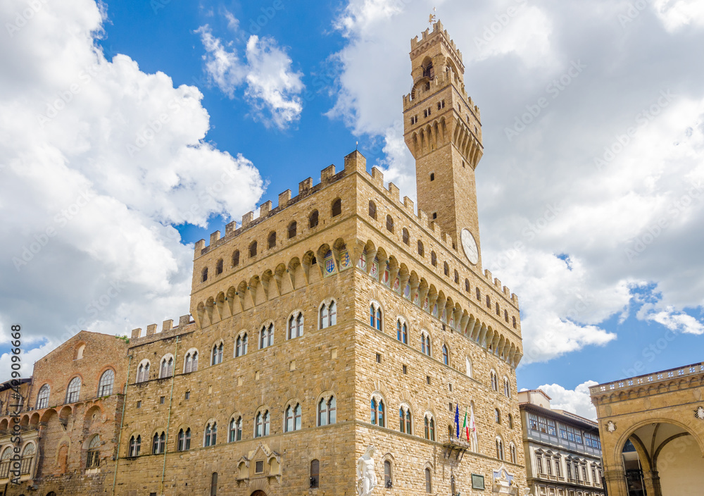 Fragment of the Old Palace (Palazzo Vecchio or Palazzo della Signoria), in Florence (Italy).
