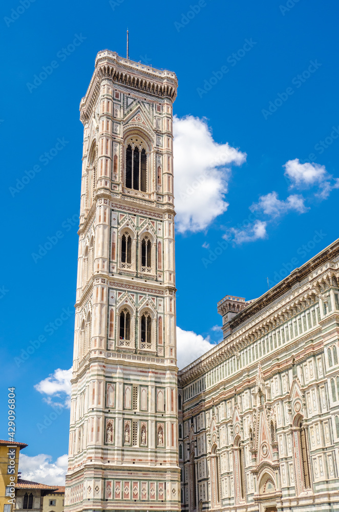 Fragment of Facade of the Basilica di Santa Maria del Fiore (Basilica of Saint Mary of the Flower), the main church of Florence, Italy