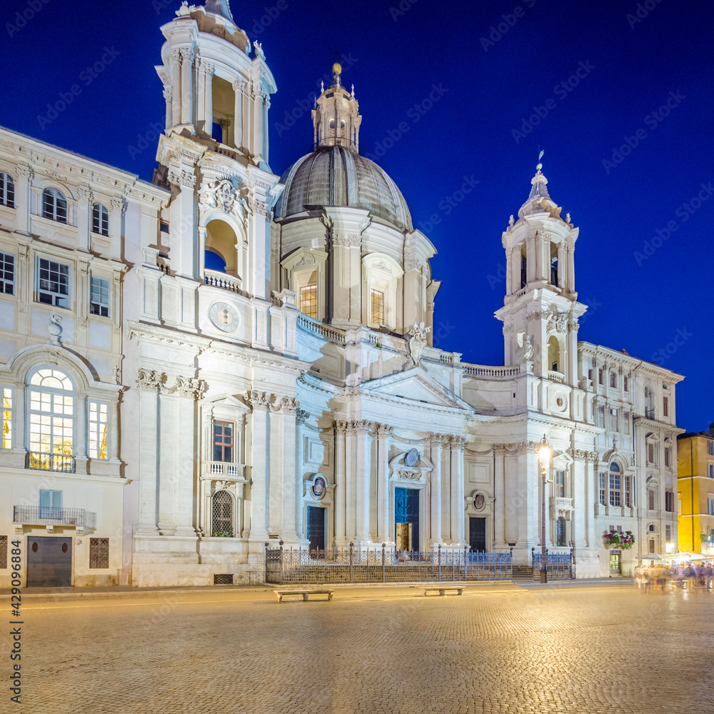 Sant'Agnese in Agone church on the Piazza Navona, Rome, Italy