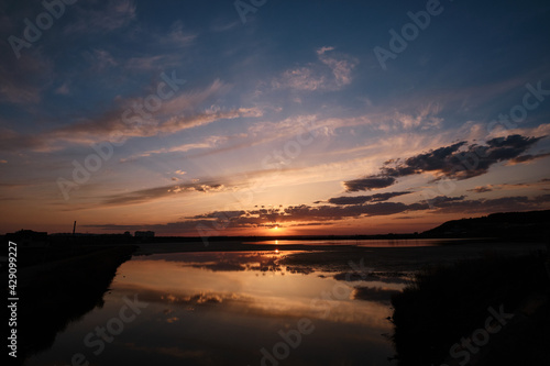 sunset over the river