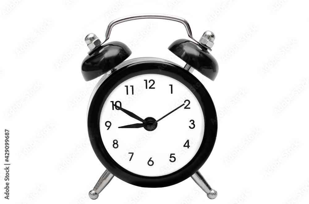 black alarm clock on a white background. black alarm clock on a white background.