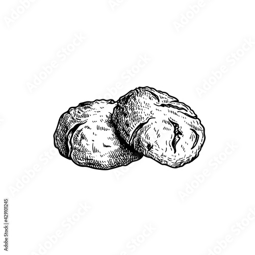 Traditional Italian cookies Amaretti. Hand drawn sketch style drawings. Vector illustration isolated on white background.