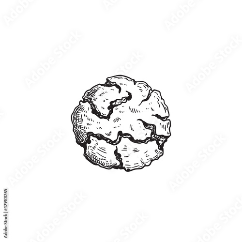 Traditional Italian cookies Amaretti. Hand drawn sketch style drawings. Top view. Vector illustration isolated on white background.