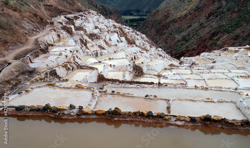 Salinas de Maras is located along the slopes of Qaqawinay mountain, at an elevation of 3,380 m in the Urumbamba Valley near Cusco
 photo