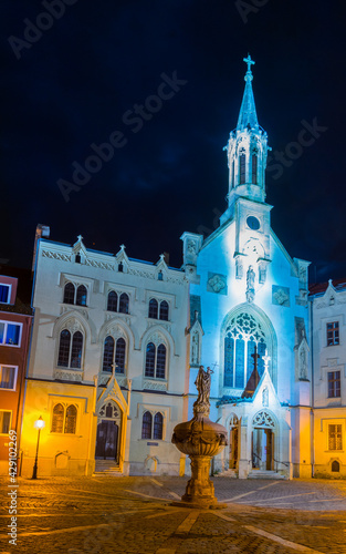 Church of the Immaculate in Sopron during night, Hungary photo