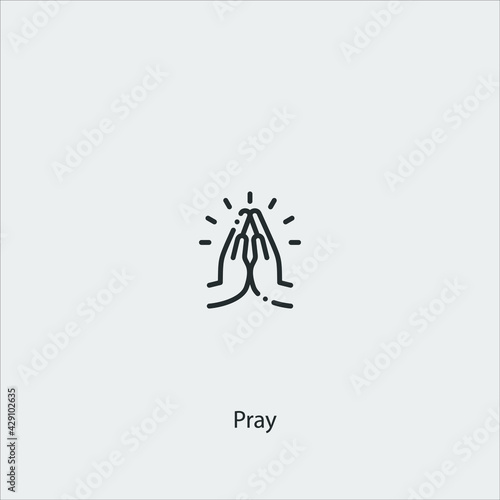 pray icon vector icon.Editable stroke.linear style sign for use web design and mobile apps,logo.Symbol illustration.Pixel vector graphics - Vector