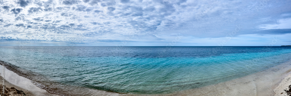 Cuba. Trinidad. Ancon. Panorama of the beach on the Caribbean Sea