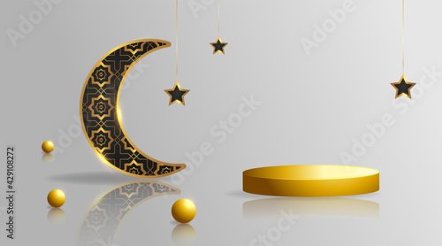 realistic eid sale with gold podium