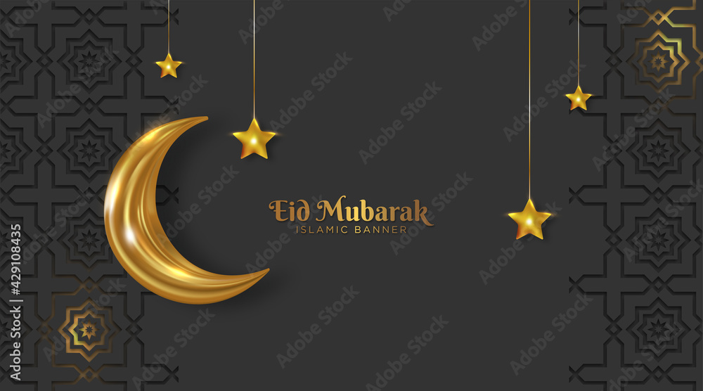 elegant eid mubarak islamic background with crescent moon elegant eid mubarak islamic background with crescent moon