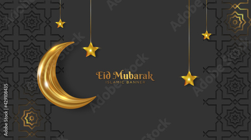 elegant eid mubarak islamic background with crescent moon