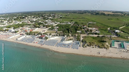 Wallpaper Mural Aerial view, public beach by the sea, Spiaggiabella Beach,, Torre Rinalda, Lecce, Apulia, Italy Torontodigital.ca