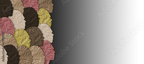 Faces of people of different color. Diversity concept.