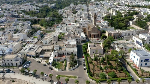 Aerial view, Flight at Santa Maria di Leuca with harbor, Lecce province, Salento peninsula, Apulia, Italy photo