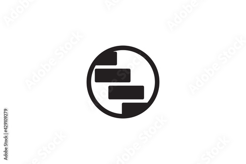 stairs simple minimalist logo, icon, with circle shape, vector graphic