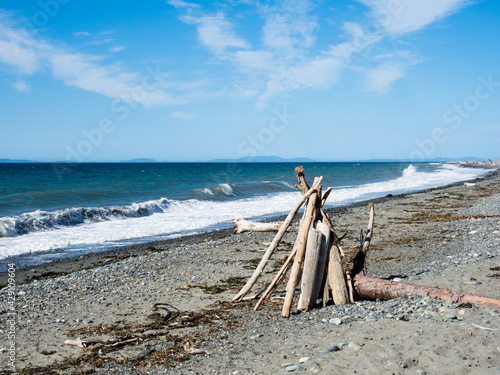 Scenic beach on the Dungeness Spit, the longest sand spit in the US - Olympic peninsula, Washington state photo