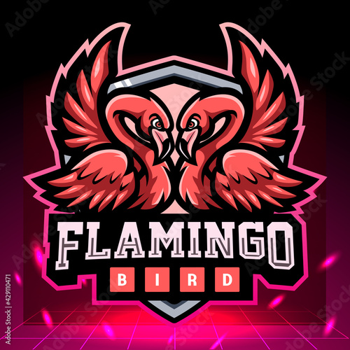 Twins flamingo mascot. esport logo design