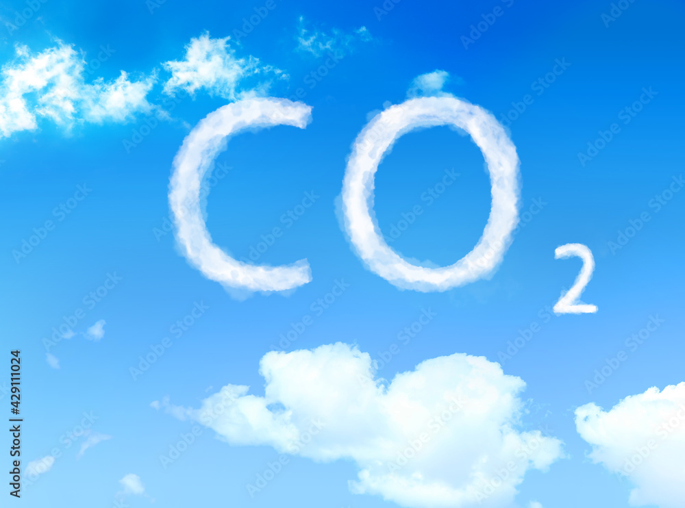 CO2 emissions. View of blue sky with white clouds CO2 emissions. View of blue sky with white clouds