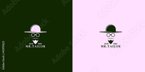 Vintage badge old man with beard and sunglasses logo symbol icon vector graphic design