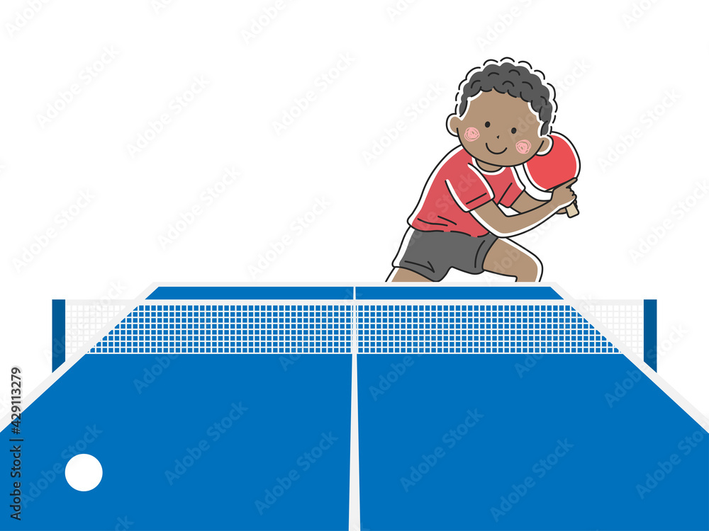 卓球をする黒人男性のイラスト Stock Vector Adobe Stock