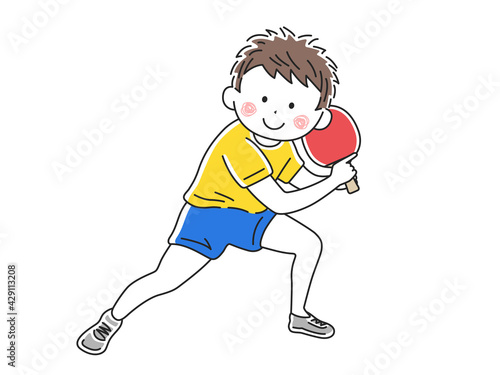 卓球をする男性のイラスト
