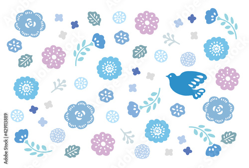 ブルー　夏　花かわいい背景