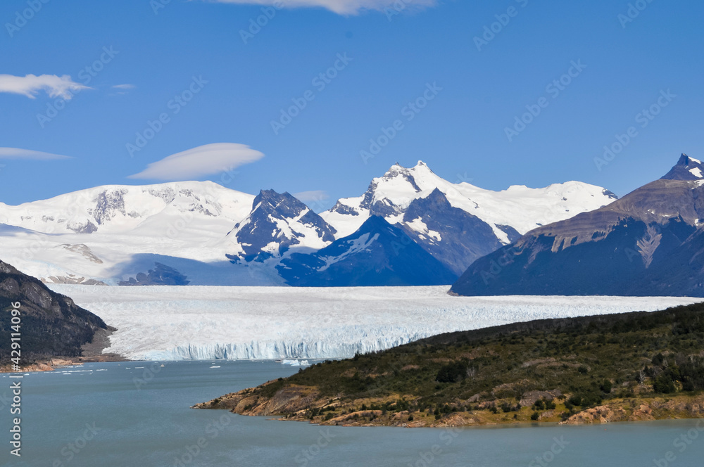 perito moreno glacier arid region country, mountains with snow