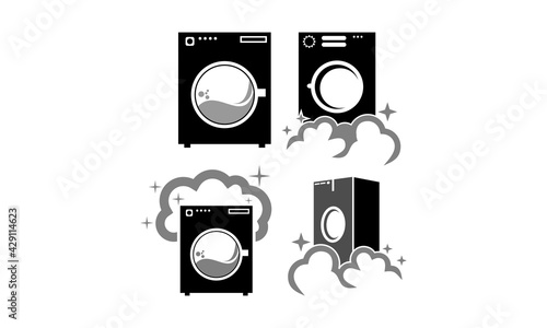 set template washing machine laundry logo