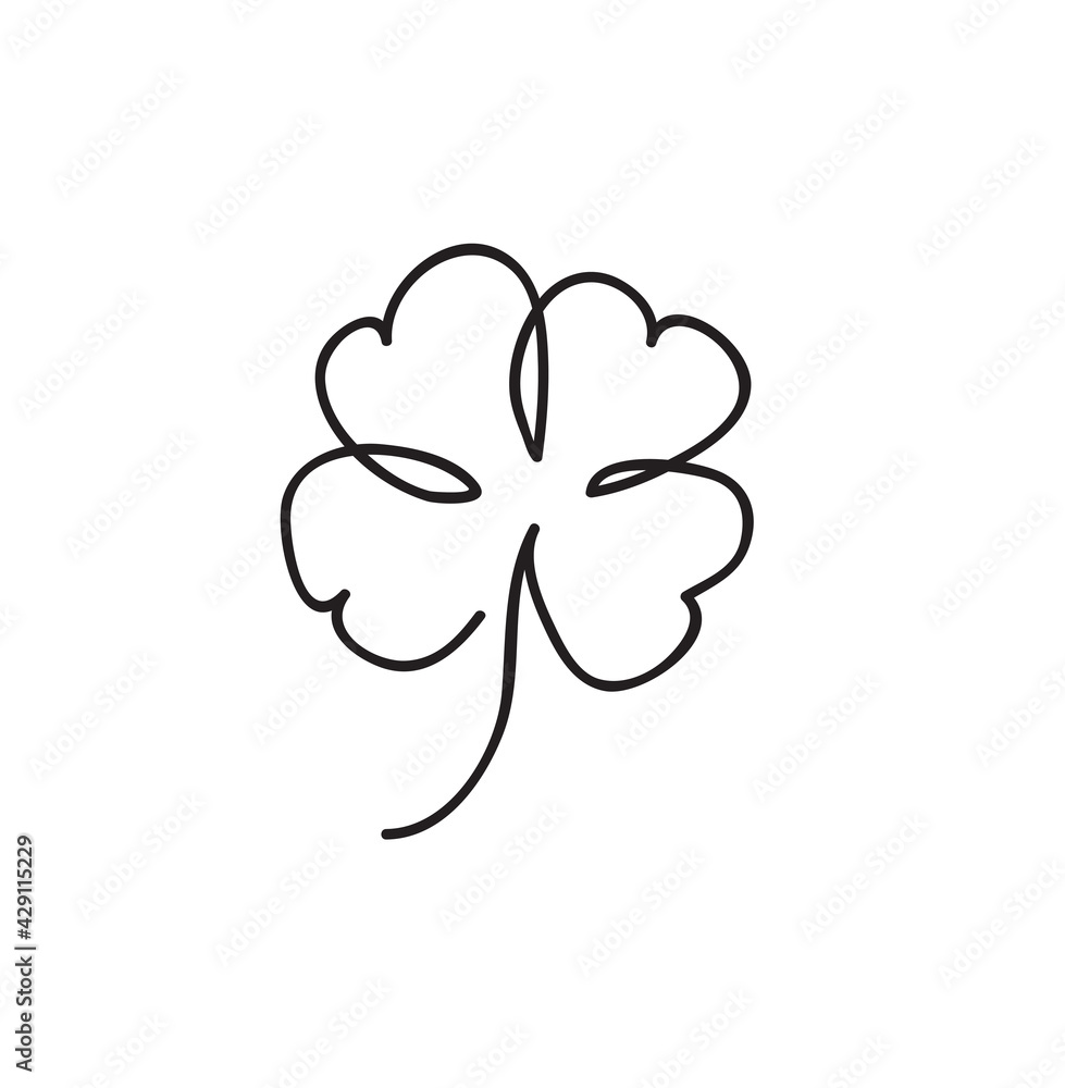 Saint patrick clover leaf, Continuous line art vector illustration Saint patrick clover leaf, Continuous line art vector illustration