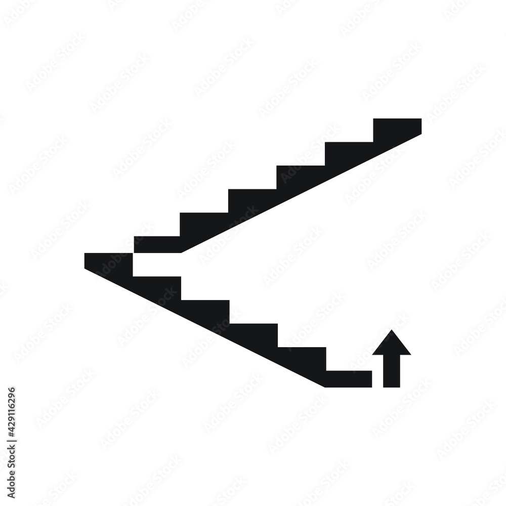 Stairs up icon design isolated on white background Stairs up icon design isolated on white background