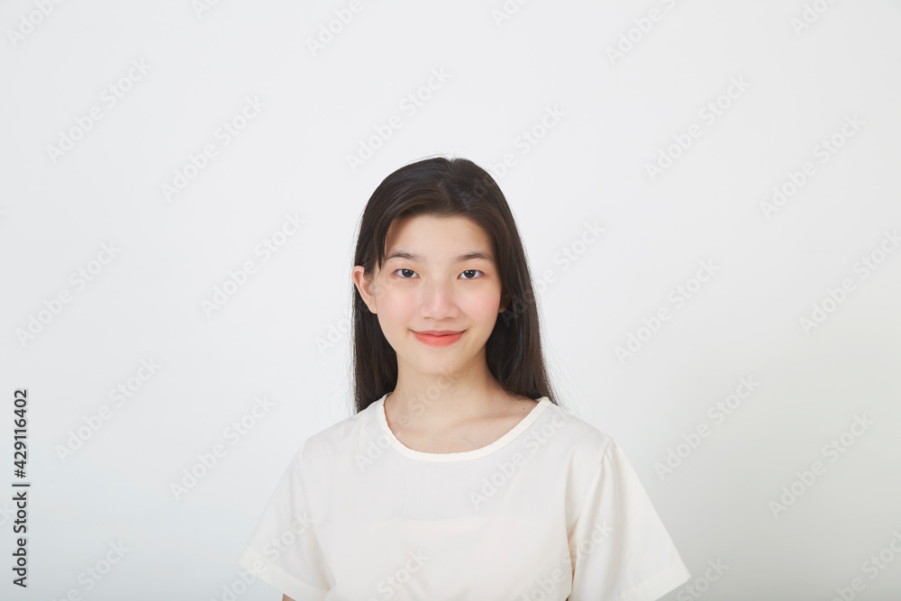 young woman smiling isolated on white background. young woman smiling isolated on white background.