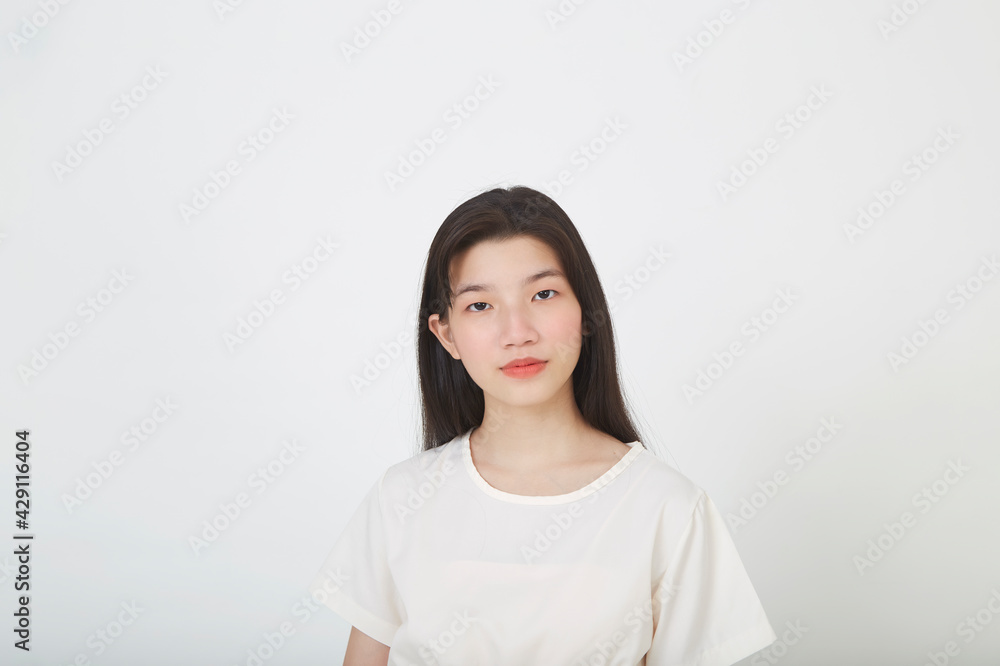 young woman smiling isolated on white background. young woman smiling isolated on white background.