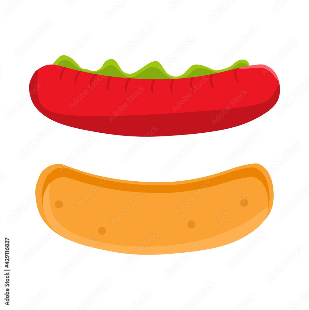 Vector illustration of hotdog making materials, namely sausage and bread, restaurant and culinary themes. suitable for advertising food products Vector illustration of hotdog making materials, namely sausage and bread, restaurant and culinary themes. suitable for advertising food products