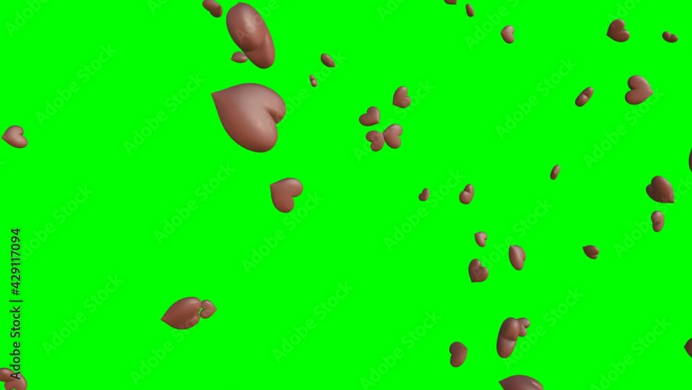 Brown hearts-shaped abstract animation.
On green chroma key background.
Loopable confetti animation. Brown hearts-shaped abstract animation.
On green chroma key background.
Loopable confetti animation.