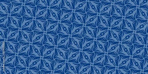 青色の幾何学的なシームレスなパターンのベクターの背景イラスト 